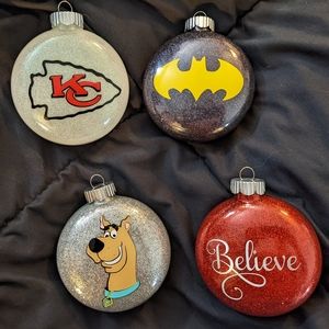 Custom 4 inch disk ornaments set of 4